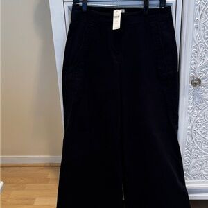 Maeve Black Wide Leg Pants with Scallop Detail